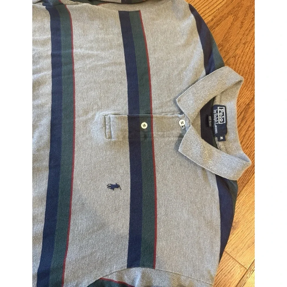 vintage 90s polo ralph lauren striped long sleeve rugby shirt made in the usa XL